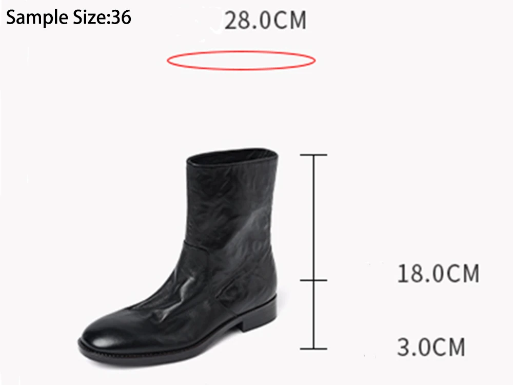 SmallHut New Trend Women Autumn Winter Genuine Cow Leather Ankle Boots Black Low Heels Round Toe Fashion Slip-on LowLoad Boots