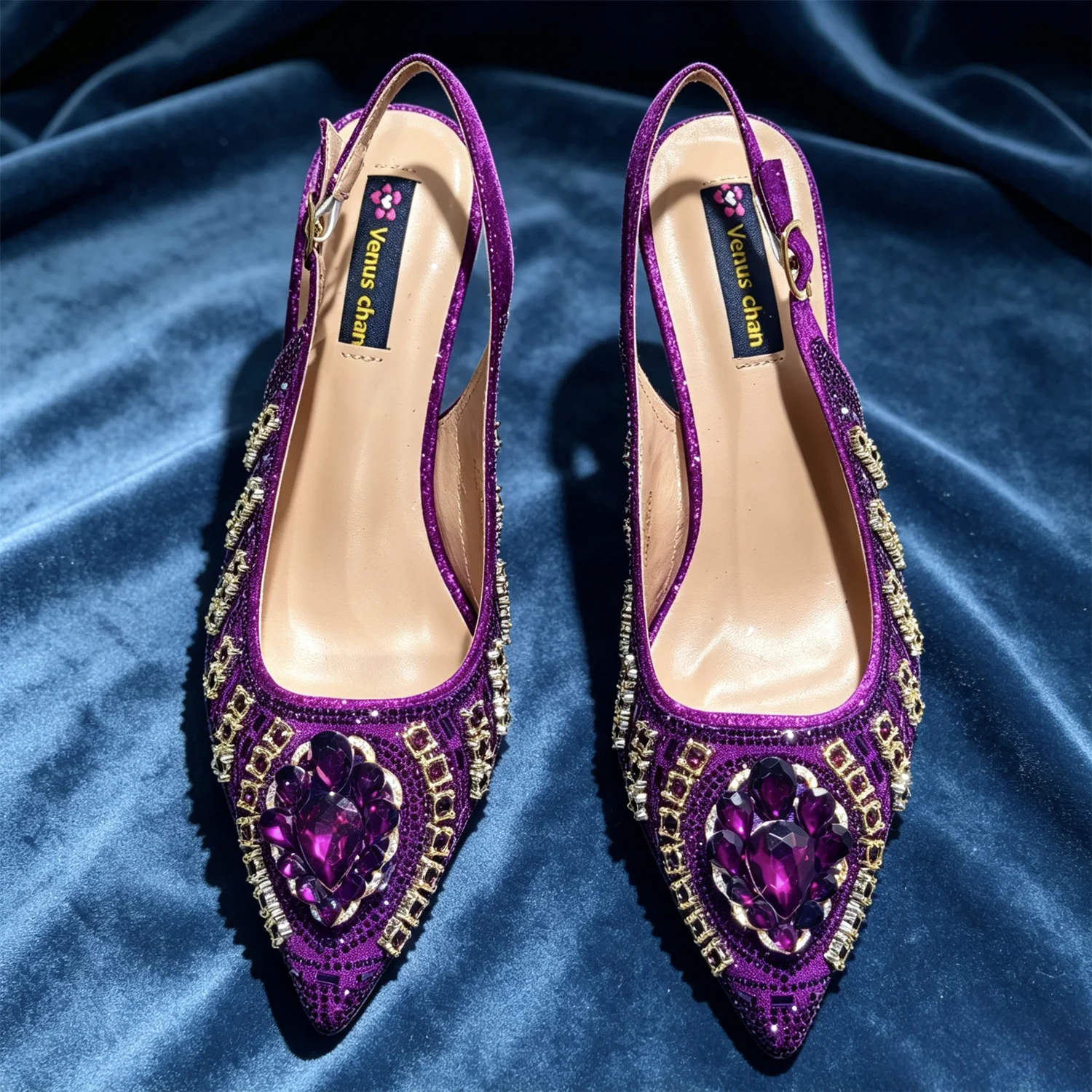 Latest African Women Shoes and Bags Italy Elegant Heeled Shoes for Women Italian Shoe and Bag Pumps Decorated with Rhinestone