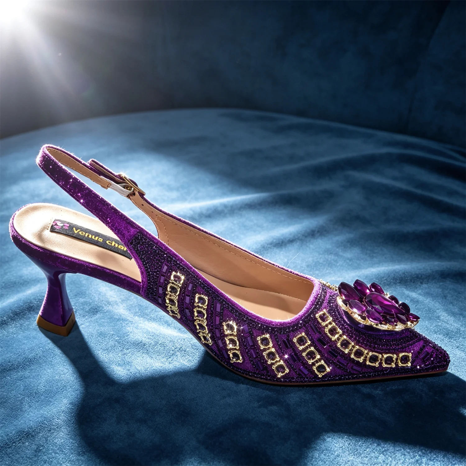 Latest African Women Shoes and Bags Italy Elegant Heeled Shoes for Women Italian Shoe and Bag Pumps Decorated with Rhinestone