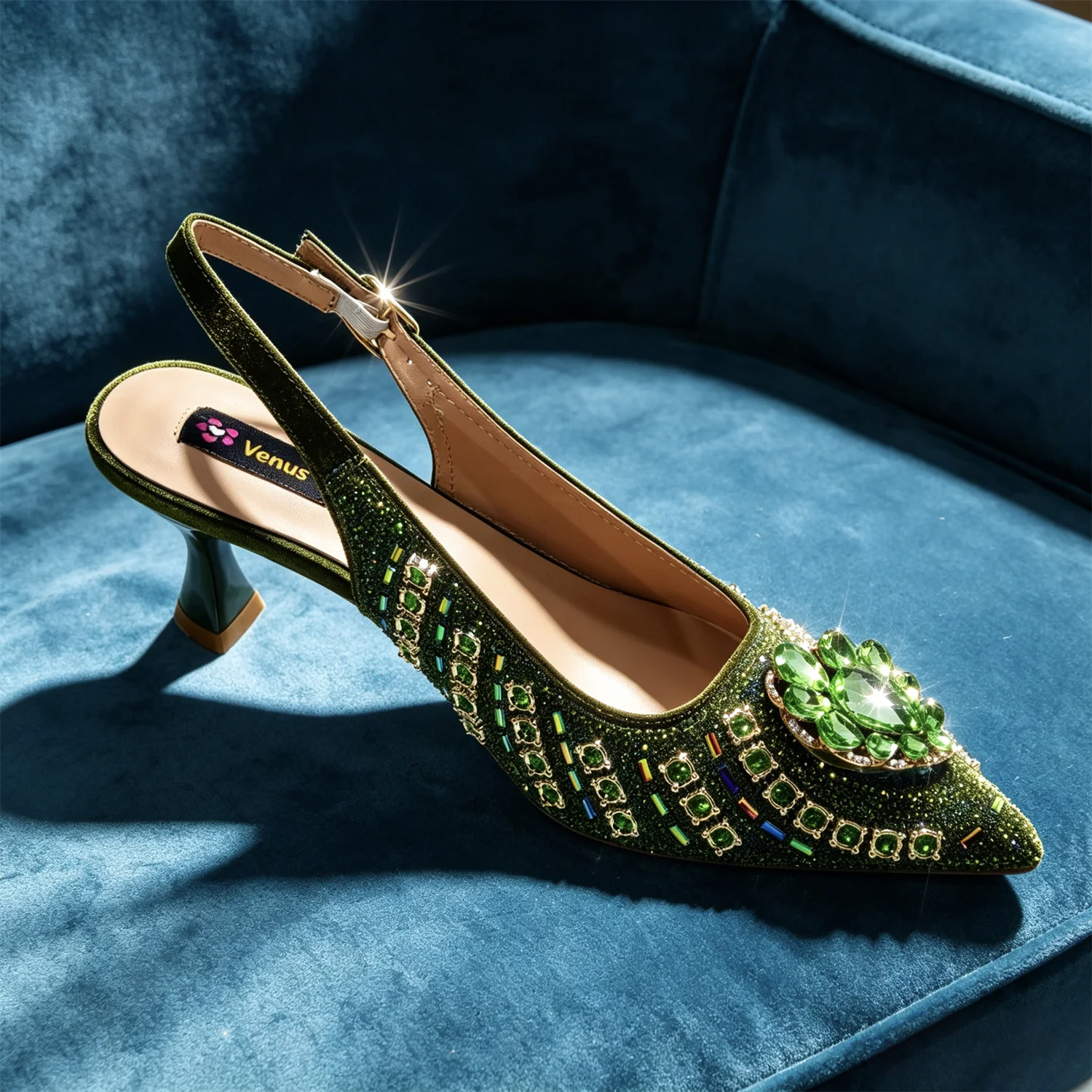 Latest African Women Shoes and Bags Italy Elegant Heeled Shoes for Women Italian Shoe and Bag Pumps Decorated with Rhinestone