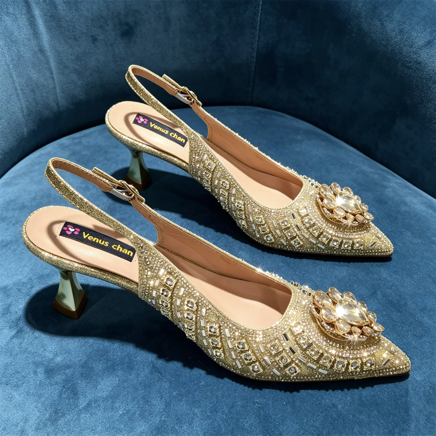 Latest African Women Shoes and Bags Italy Elegant Heeled Shoes for Women Italian Shoe and Bag Pumps Decorated with Rhinestone