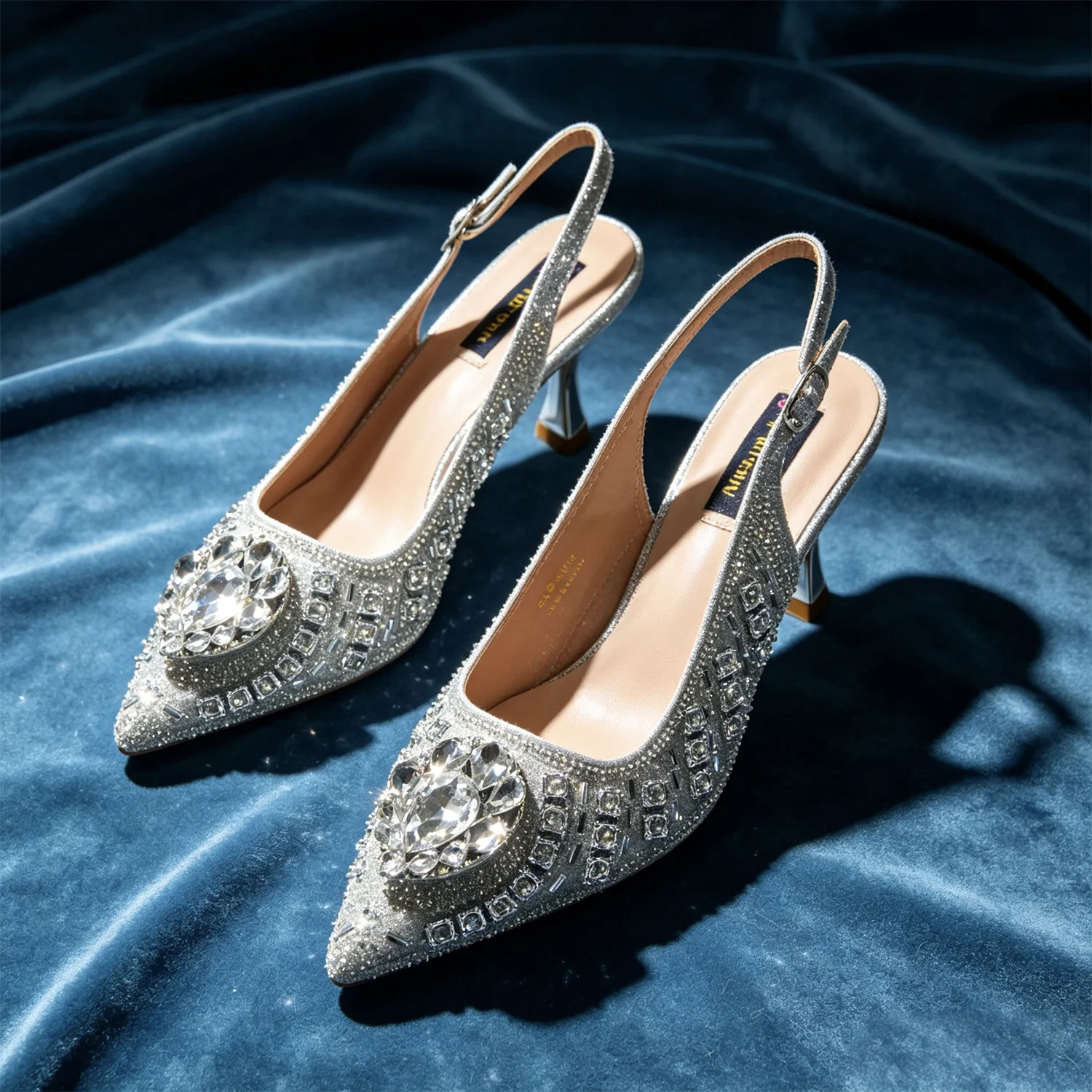Latest African Women Shoes and Bags Italy Elegant Heeled Shoes for Women Italian Shoe and Bag Pumps Decorated with Rhinestone