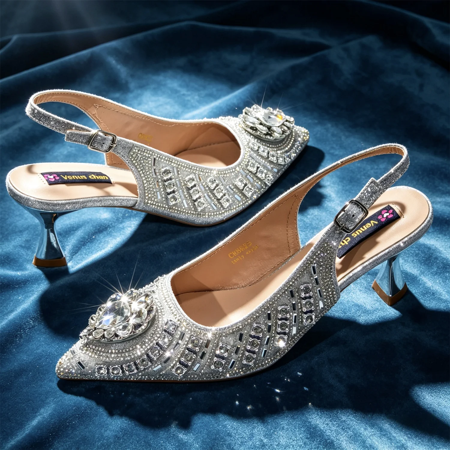 Latest African Women Shoes and Bags Italy Elegant Heeled Shoes for Women Italian Shoe and Bag Pumps Decorated with Rhinestone