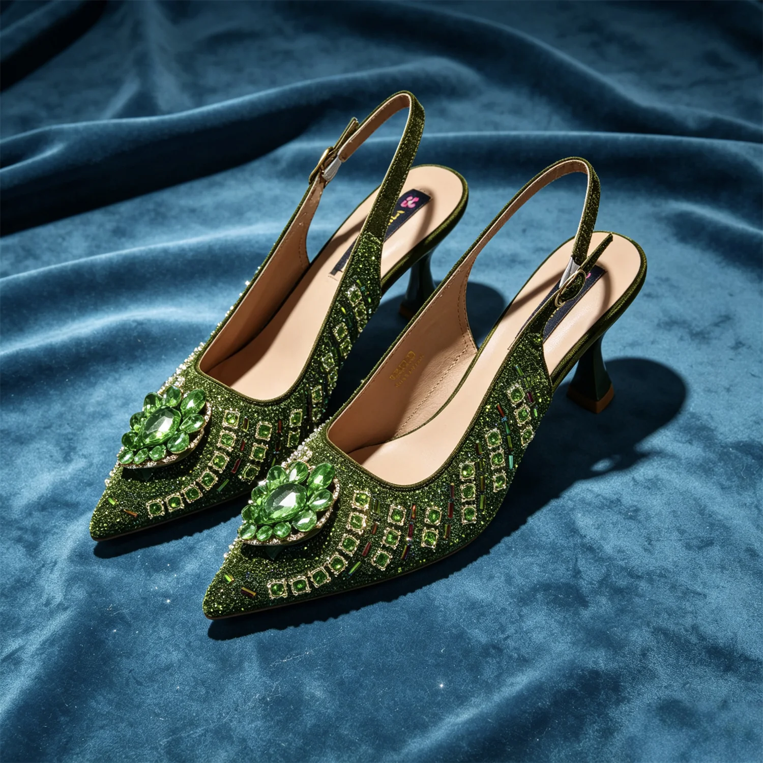 Latest African Women Shoes and Bags Italy Elegant Heeled Shoes for Women Italian Shoe and Bag Pumps Decorated with Rhinestone