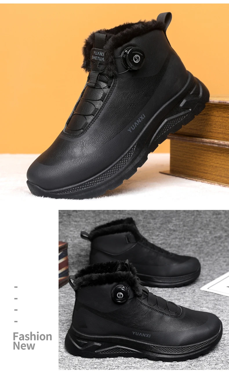 Men's Hiking Tide Cotton Boots Winter New Warm Plush Comfort Fashion Soft-Sole lightweight Outdoor Walking Running Sports Boots
