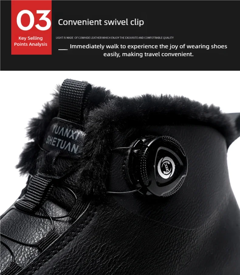 Men's Hiking Tide Cotton Boots Winter New Warm Plush Comfort Fashion Soft-Sole lightweight Outdoor Walking Running Sports Boots