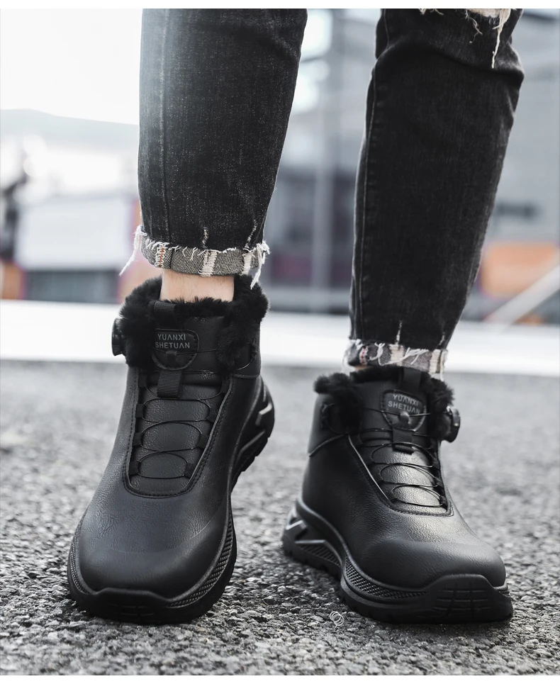 Men's Hiking Tide Cotton Boots Winter New Warm Plush Comfort Fashion Soft-Sole lightweight Outdoor Walking Running Sports Boots