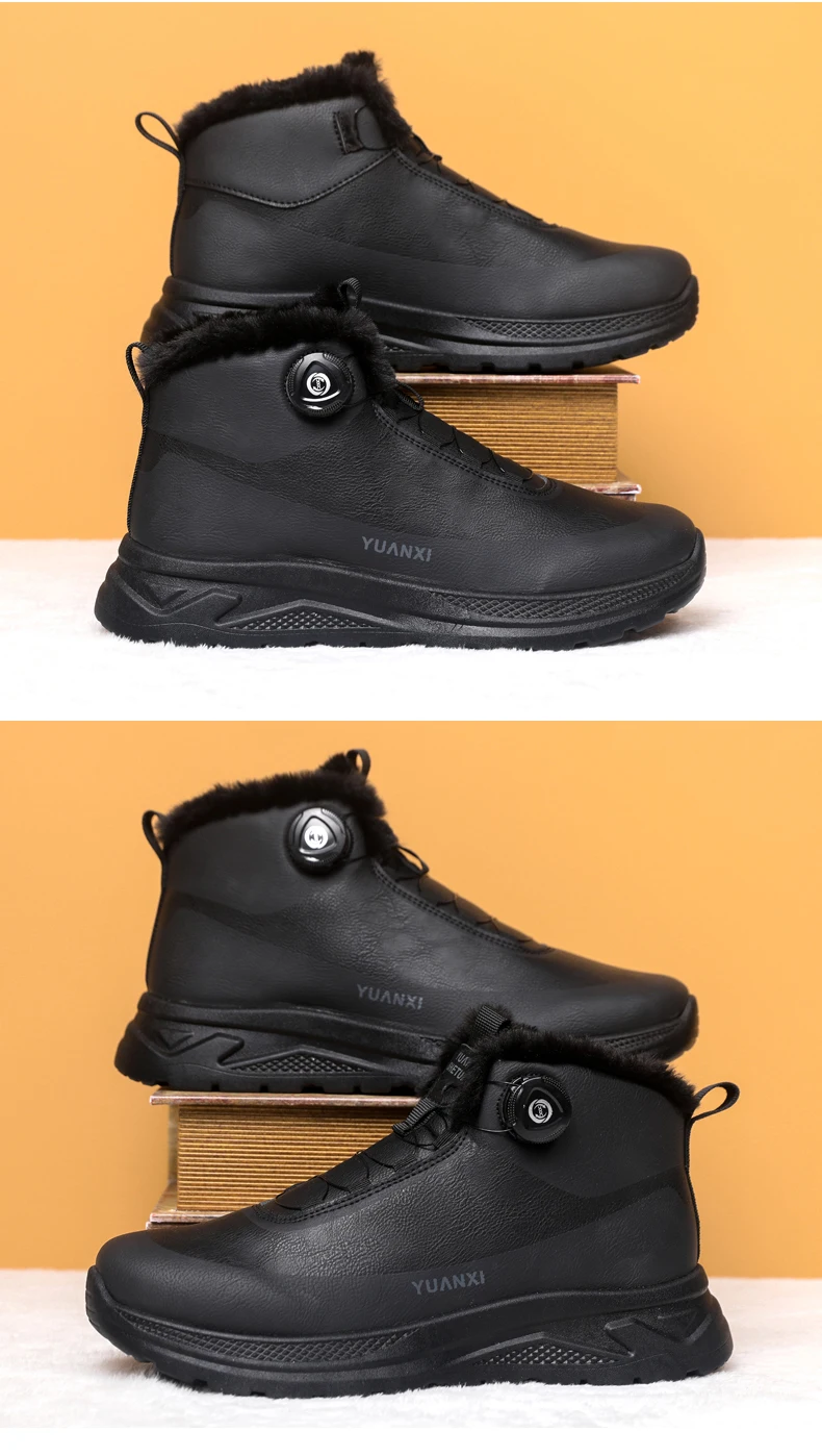 Men's Hiking Tide Cotton Boots Winter New Warm Plush Comfort Fashion Soft-Sole lightweight Outdoor Walking Running Sports Boots