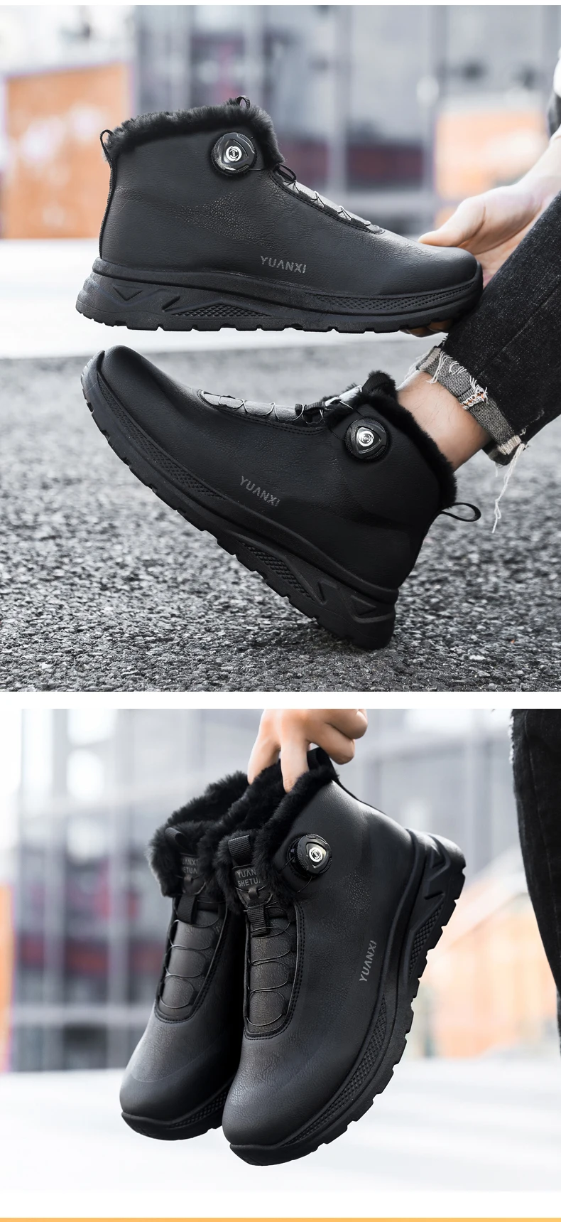 Men's Hiking Tide Cotton Boots Winter New Warm Plush Comfort Fashion Soft-Sole lightweight Outdoor Walking Running Sports Boots