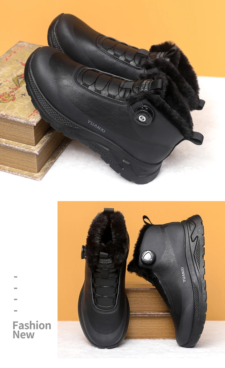 Men's Hiking Tide Cotton Boots Winter New Warm Plush Comfort Fashion Soft-Sole lightweight Outdoor Walking Running Sports Boots