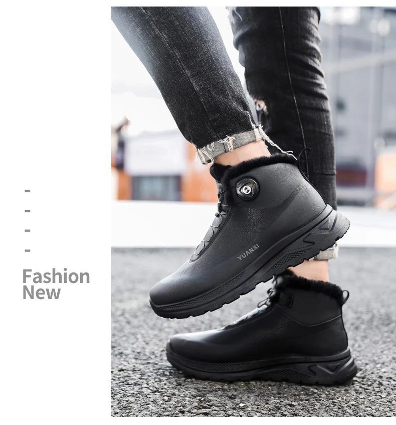 Men's Hiking Tide Cotton Boots Winter New Warm Plush Comfort Fashion Soft-Sole lightweight Outdoor Walking Running Sports Boots