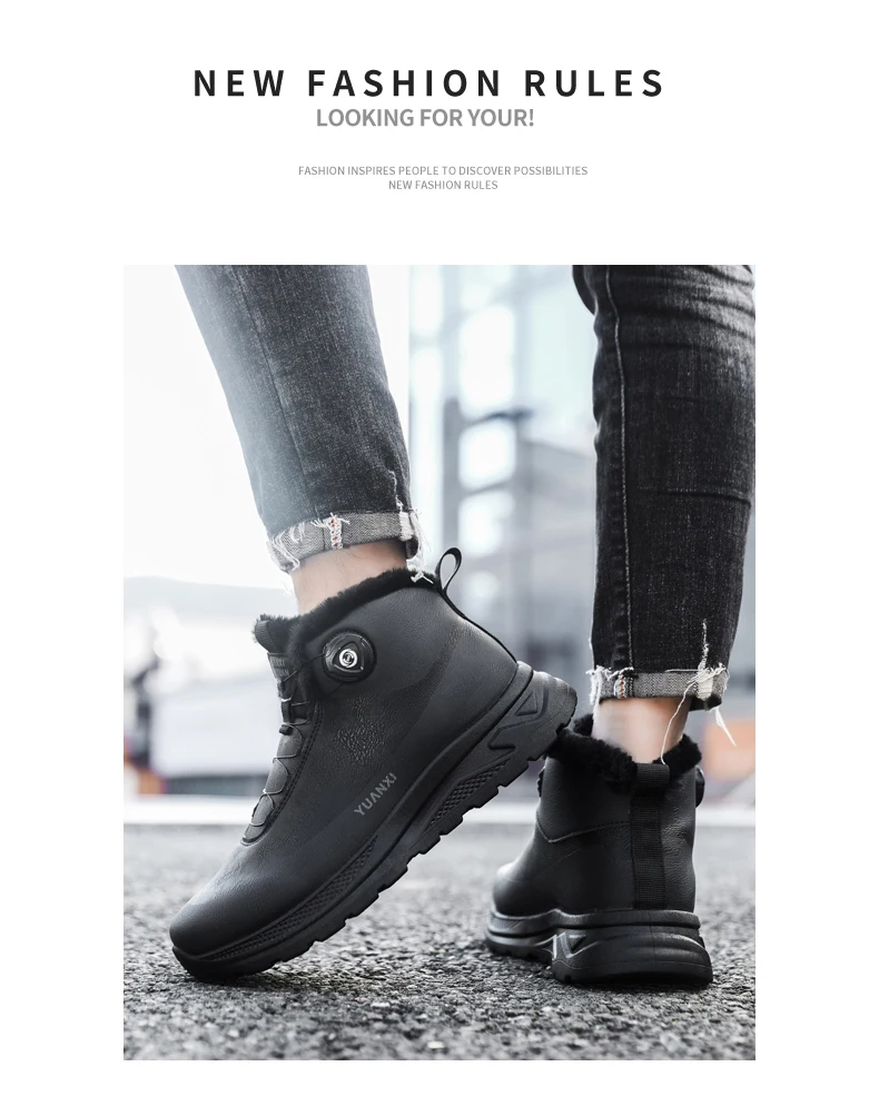Men's Hiking Tide Cotton Boots Winter New Warm Plush Comfort Fashion Soft-Sole lightweight Outdoor Walking Running Sports Boots