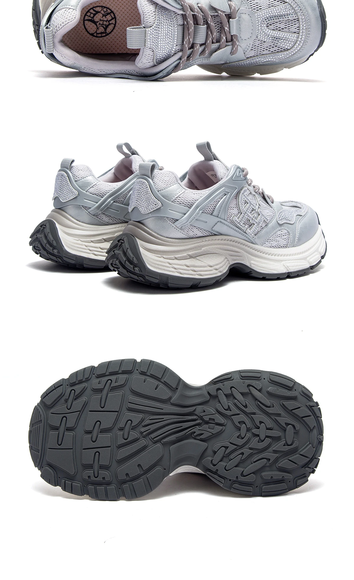 Women's Walking Shoes 2026 New Silver Lace Mesh Shoes Simple and Comfortable Outdoor