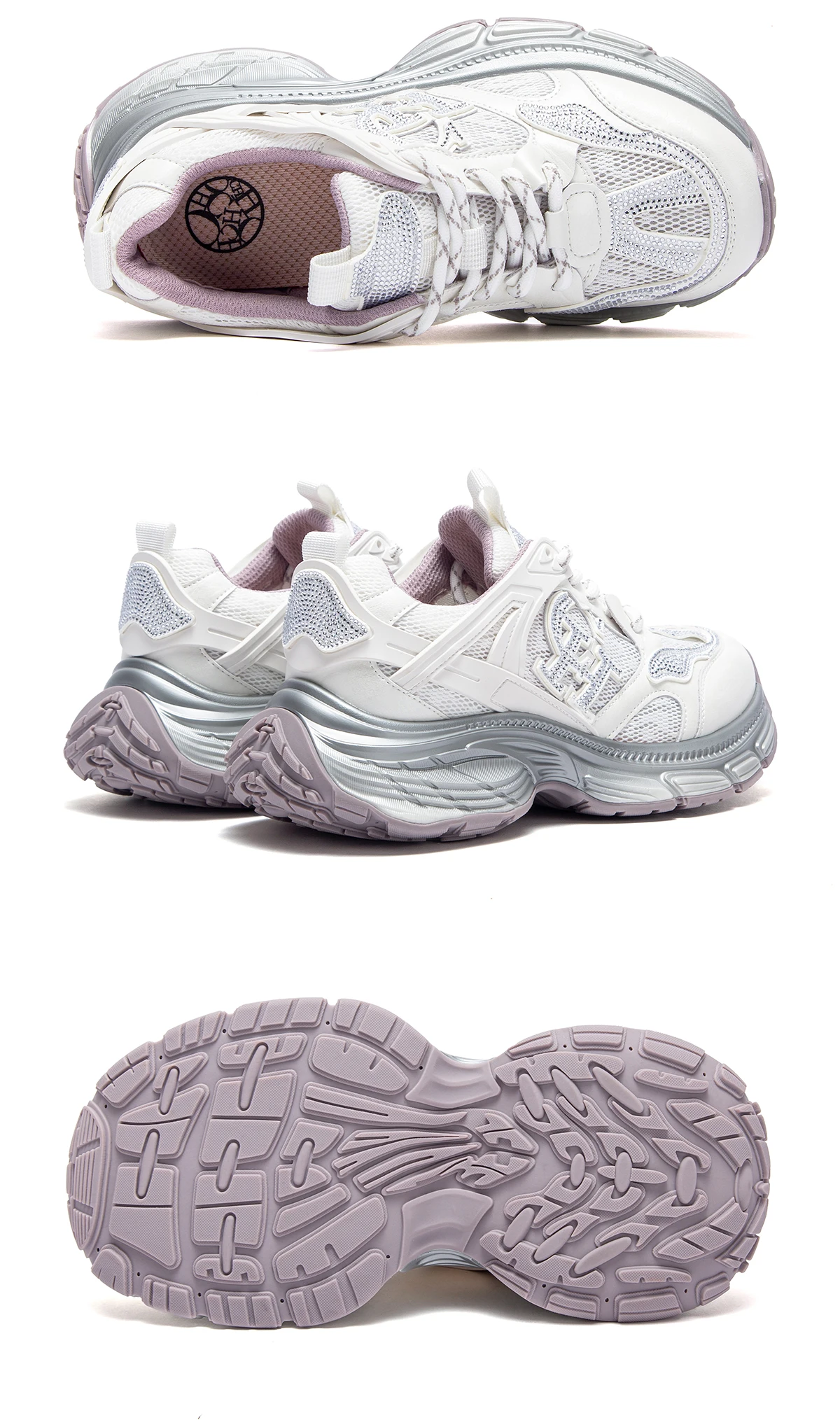 Women's Walking Shoes 2026 New Silver Lace Mesh Shoes Simple and Comfortable Outdoor