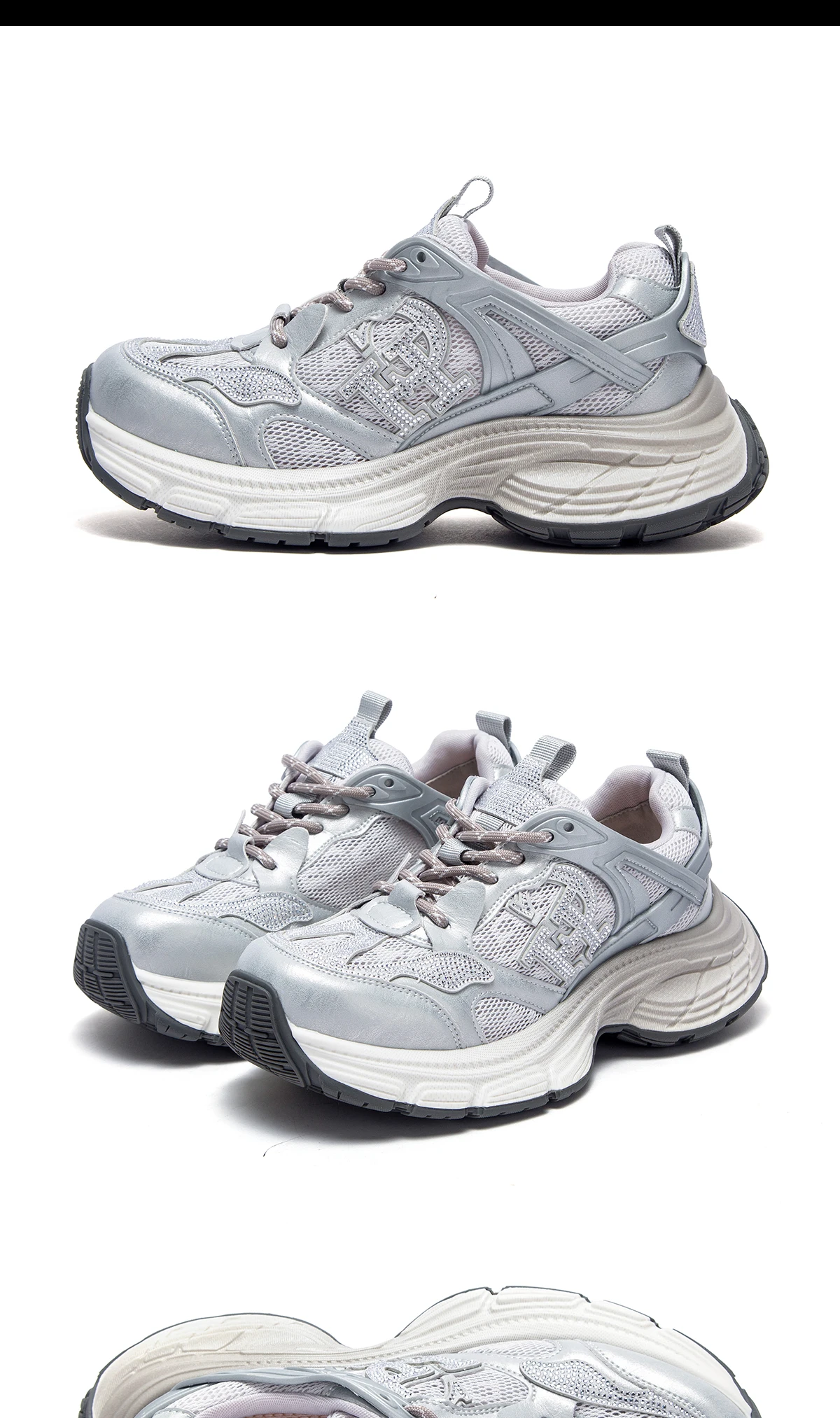 Women's Walking Shoes 2026 New Silver Lace Mesh Shoes Simple and Comfortable Outdoor