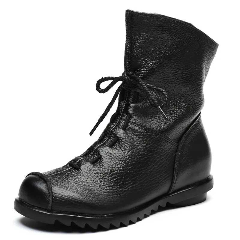 Explosive retro original leather short boots warm leather boots 2025 Spring and Autumn new low heeled women's boots