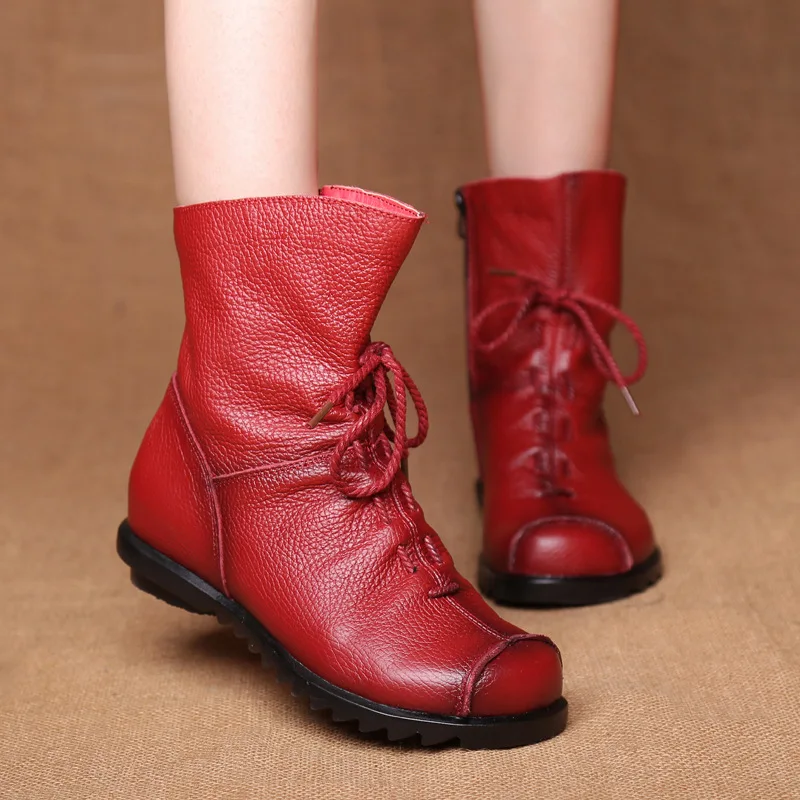 Explosive retro original leather short boots warm leather boots 2025 Spring and Autumn new low heeled women's boots