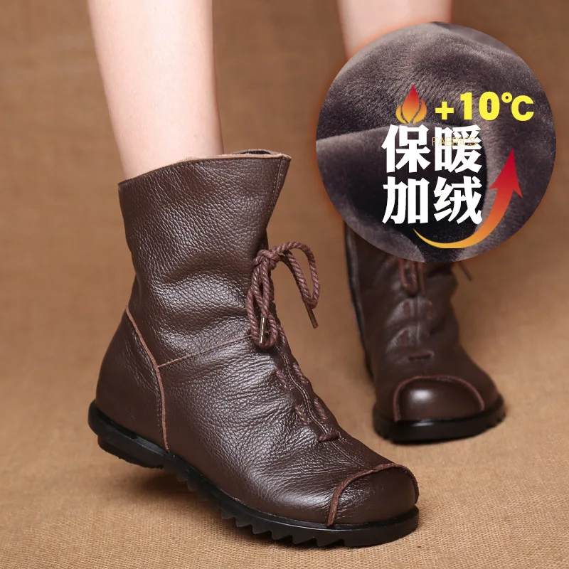Explosive retro original leather short boots warm leather boots 2025 Spring and Autumn new low heeled women's boots