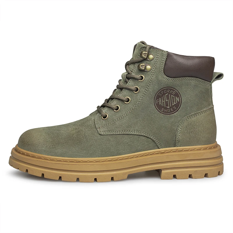 Men's High‑Top Combat Boots Retro Suede Work Ankle Boots Lace‑Up Thick Sole Non‑Slip Casual Outdoor Hiking Booties for Men