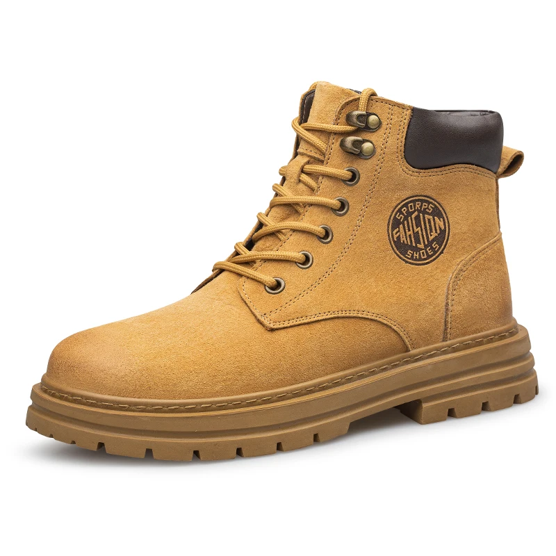 Men's High‑Top Combat Boots Retro Suede Work Ankle Boots Lace‑Up Thick Sole Non‑Slip Casual Outdoor Hiking Booties for Men