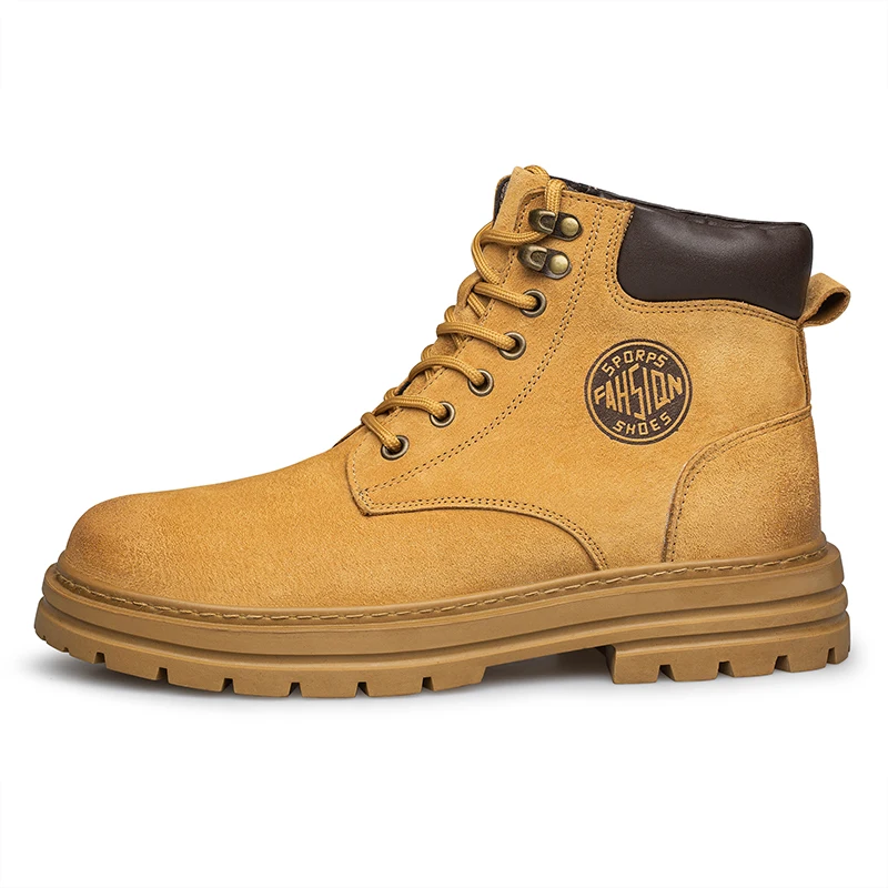 Men's High‑Top Combat Boots Retro Suede Work Ankle Boots Lace‑Up Thick Sole Non‑Slip Casual Outdoor Hiking Booties for Men