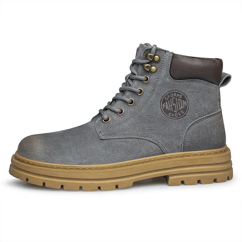 Men's High‑Top Combat Boots Retro Suede Work Ankle Boots Lace‑Up Thick Sole Non‑Slip Casual Outdoor Hiking Booties for Men