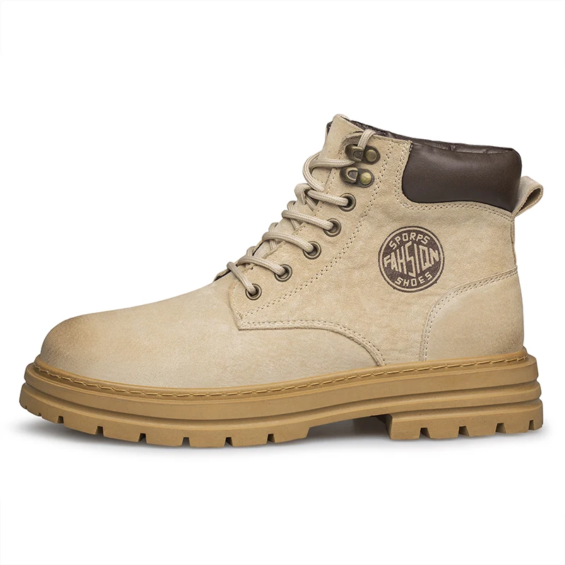 Men's High‑Top Combat Boots Retro Suede Work Ankle Boots Lace‑Up Thick Sole Non‑Slip Casual Outdoor Hiking Booties for Men
