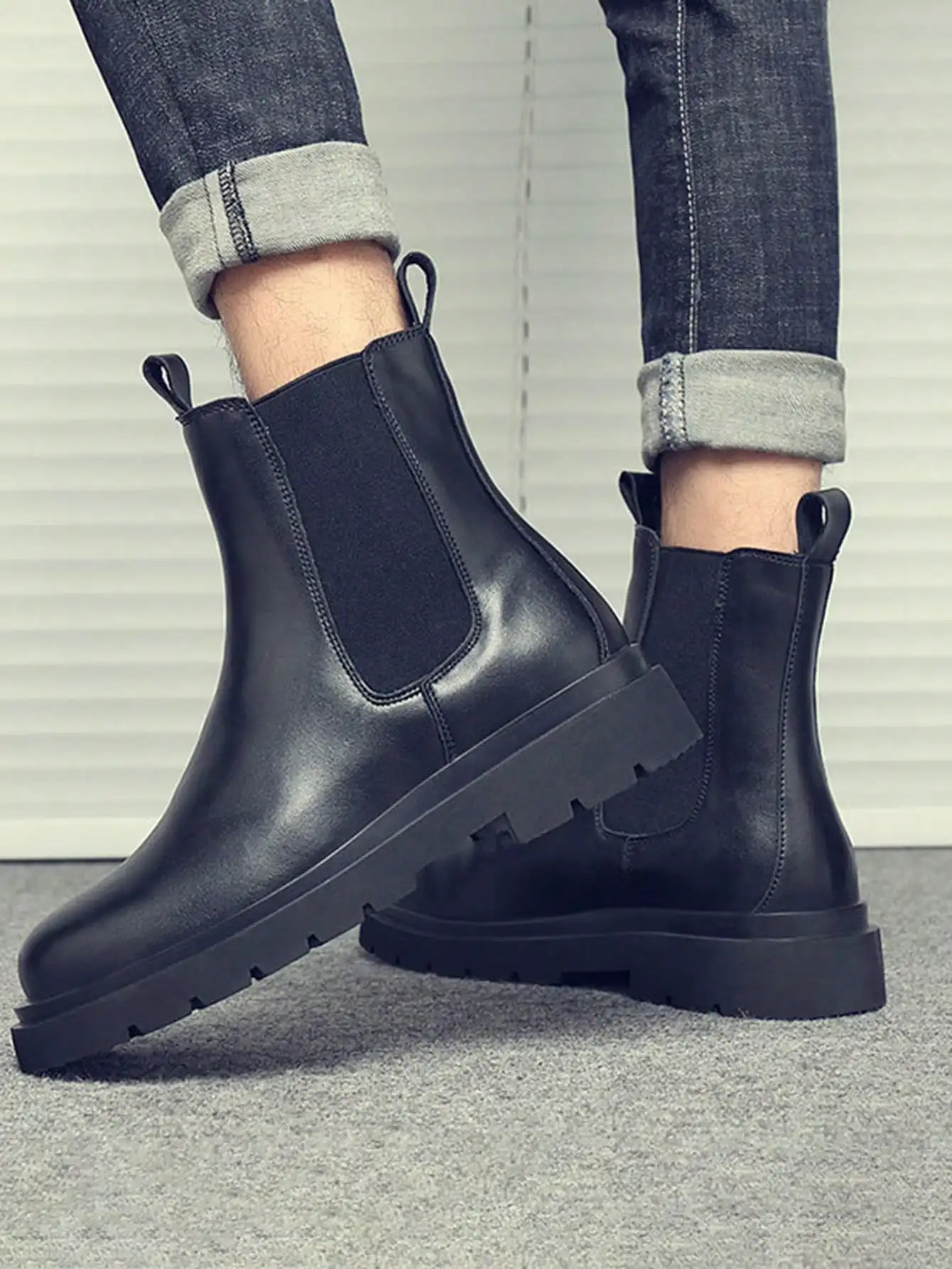 Men's Double Elastic Chelsea Boots