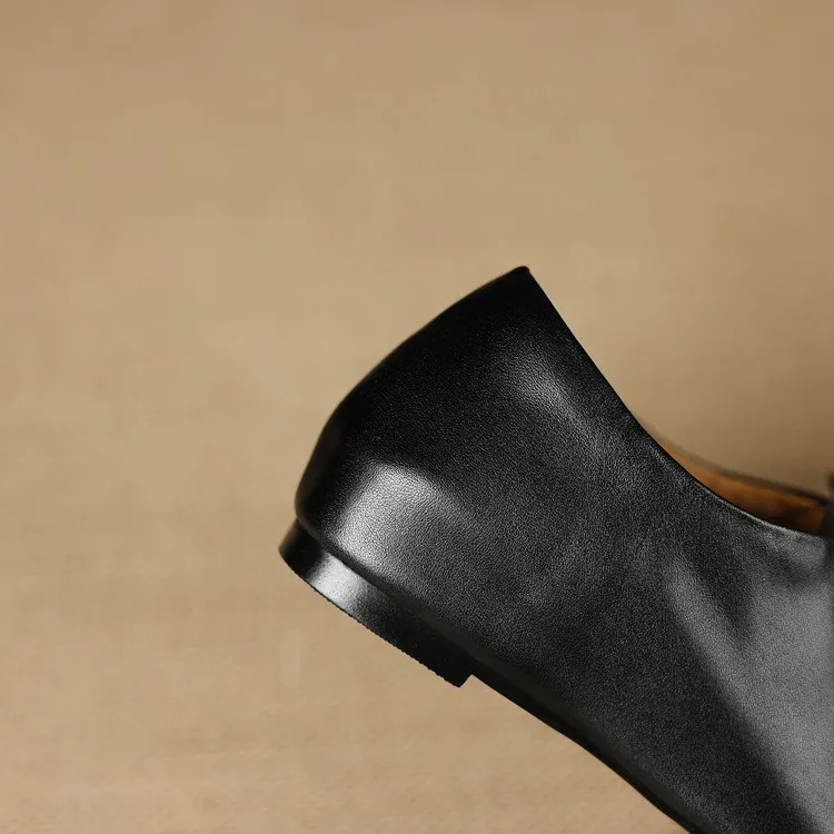 NEW Spring/Autumn Women Pumps Genuine Leather Shoes for Women Square Toe Low Heel Shoes Concise Women Loafers Lace-up Daily Shoe