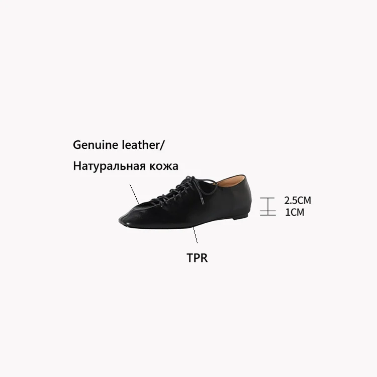 NEW Spring/Autumn Women Pumps Genuine Leather Shoes for Women Square Toe Low Heel Shoes Concise Women Loafers Lace-up Daily Shoe