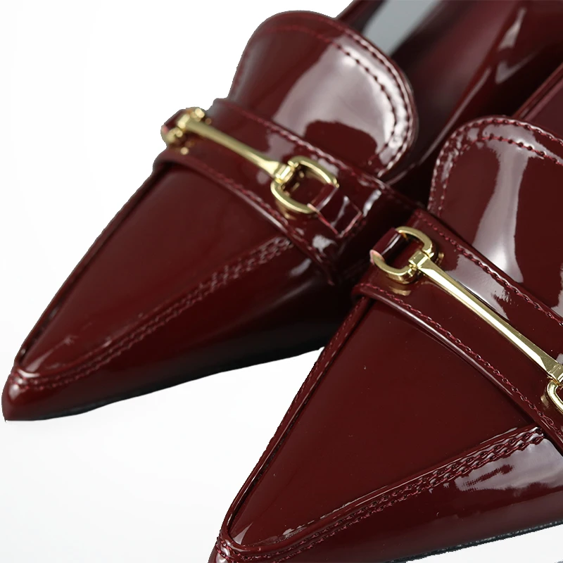 CH Women's Patent Leather Slingback Pumps Pointed Toe High Heels with Metal Buckle Fashion Dress Shoes for Wedding