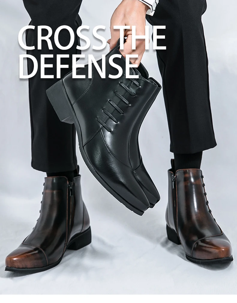 British Retro Riding Boots for Men Chelsea High-Top Leather Shoes for Men Trendy Suit Leather Boots for Men British Knight Boots