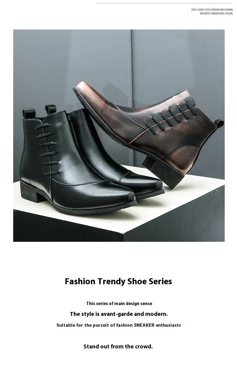 British Retro Riding Boots for Men Chelsea High-Top Leather Shoes for Men Trendy Suit Leather Boots for Men British Knight Boots