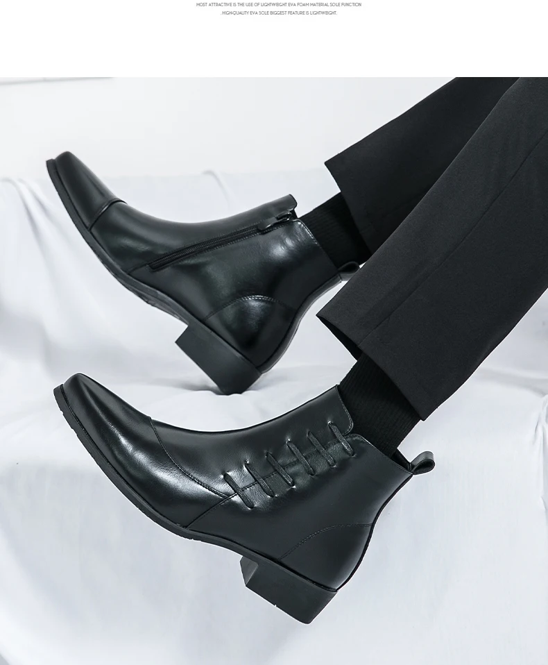 British Retro Riding Boots for Men Chelsea High-Top Leather Shoes for Men Trendy Suit Leather Boots for Men British Knight Boots