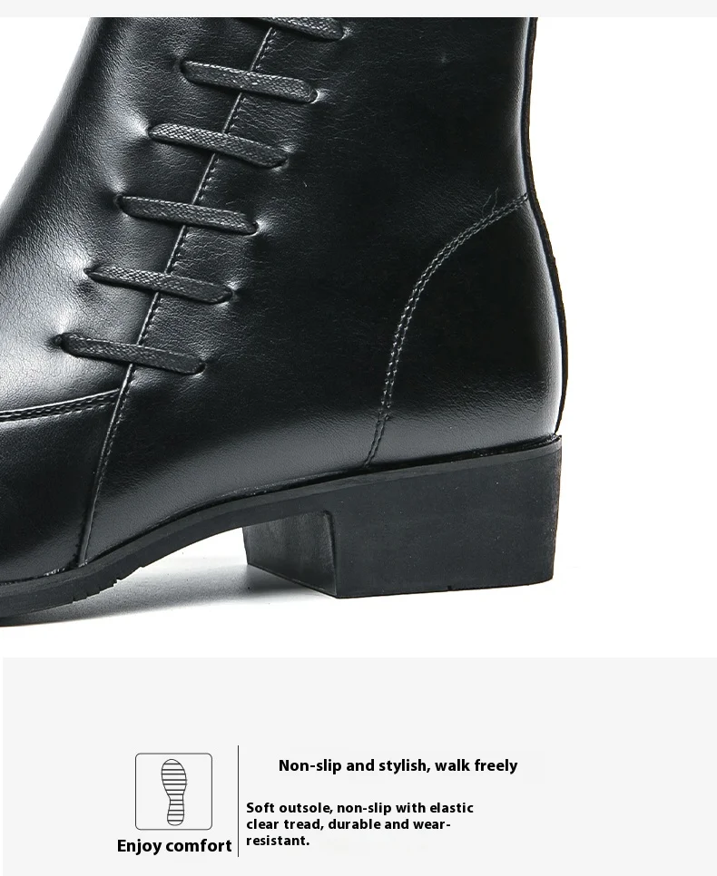 British Retro Riding Boots for Men Chelsea High-Top Leather Shoes for Men Trendy Suit Leather Boots for Men British Knight Boots