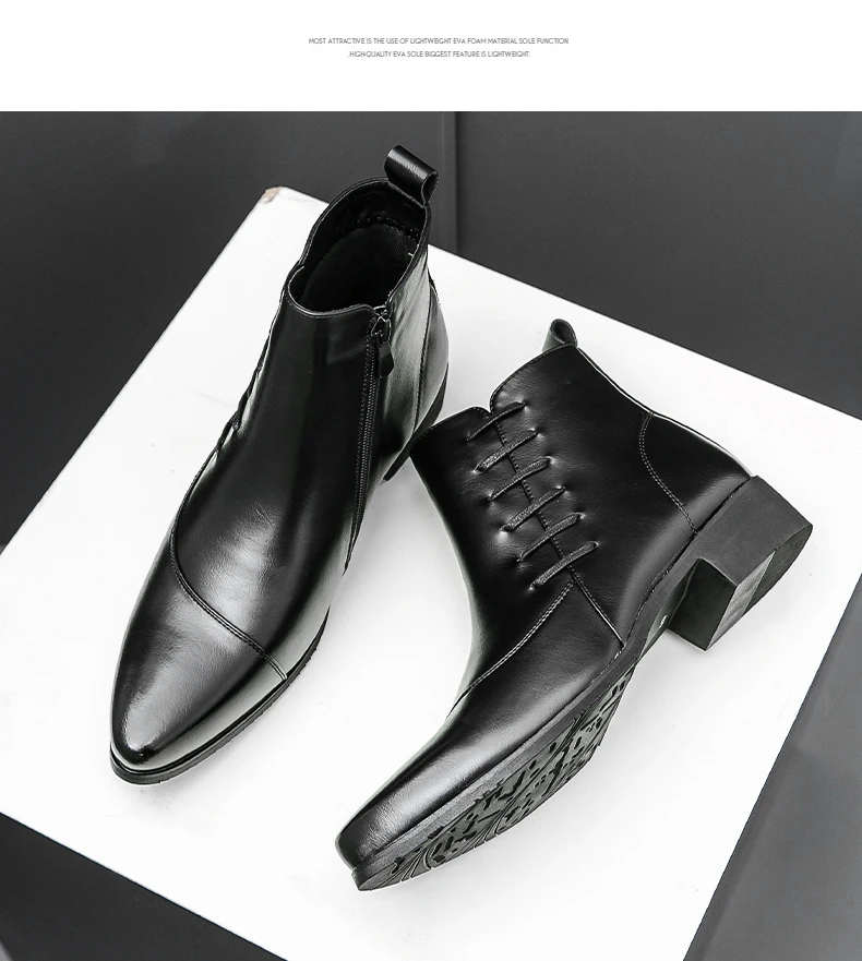 British Retro Riding Boots for Men Chelsea High-Top Leather Shoes for Men Trendy Suit Leather Boots for Men British Knight Boots