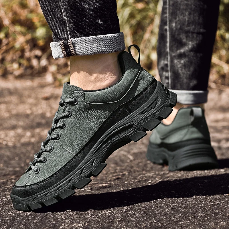 European  American Men New High-end Outdoor Hiking Shoes Non Slip Off-road Hiking Leisure Sports Tourism Thick Soled Shoes
