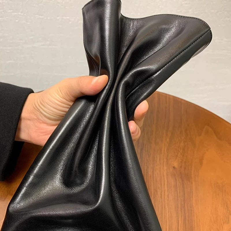 JOZHAMTA Size 34-43 Women Knee Boots Real Leather Wide Calf Fall Winter Shoes 2025 Kitten High Heels Long Tall Boot Casual Dress