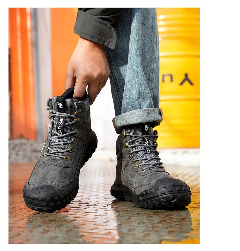 Dian Sen Men's Steel-Toed Safety Shoes With Anti-smash , Anti-Puncture And Anti-Slip Soles, Fashionable Industrial Work Shoes