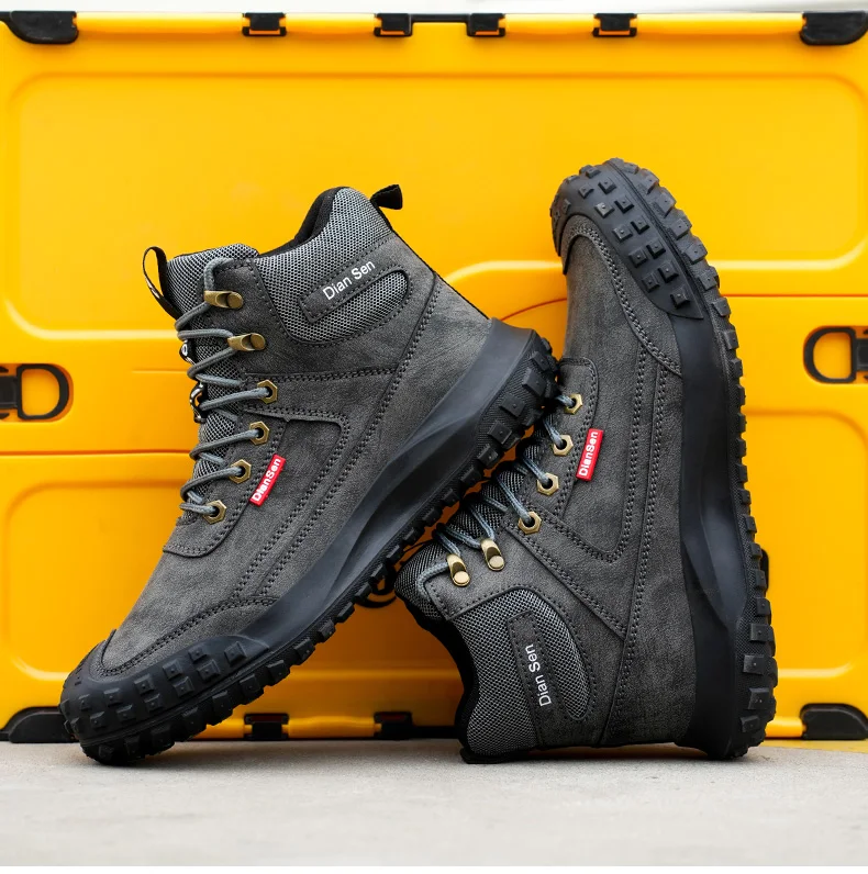 Dian Sen Men's Steel-Toed Safety Shoes With Anti-smash , Anti-Puncture And Anti-Slip Soles, Fashionable Industrial Work Shoes