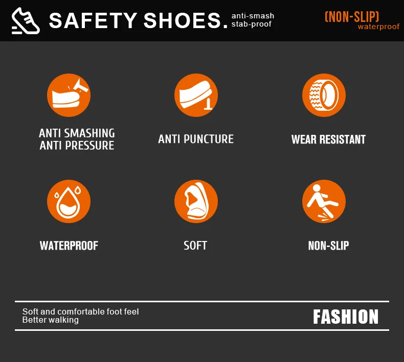 Dian Sen Men's Steel-Toed Safety Shoes With Anti-smash , Anti-Puncture And Anti-Slip Soles, Fashionable Industrial Work Shoes