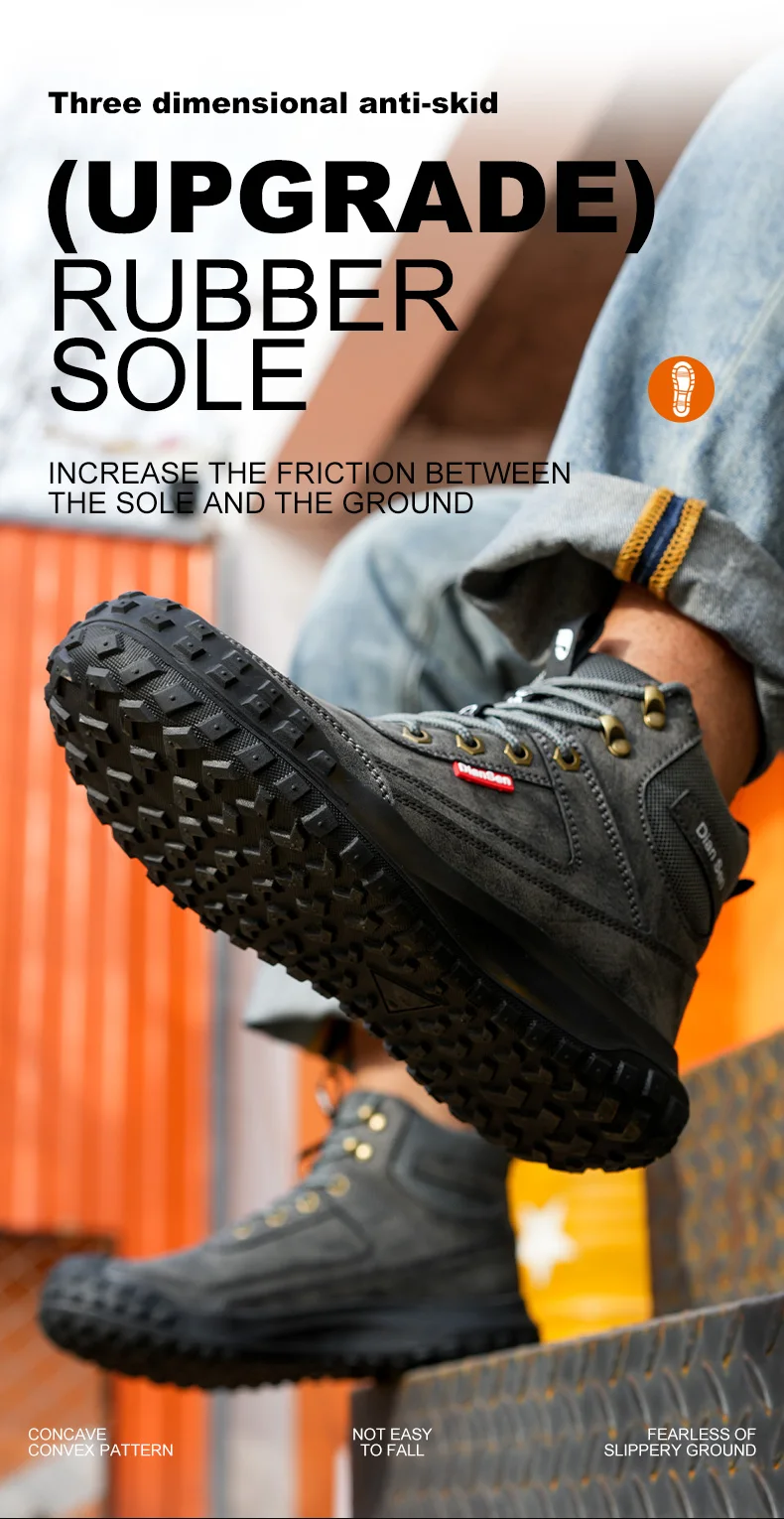 Dian Sen Men's Steel-Toed Safety Shoes With Anti-smash , Anti-Puncture And Anti-Slip Soles, Fashionable Industrial Work Shoes