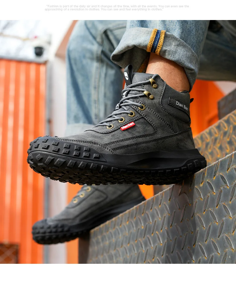 Dian Sen Men's Steel-Toed Safety Shoes With Anti-smash , Anti-Puncture And Anti-Slip Soles, Fashionable Industrial Work Shoes