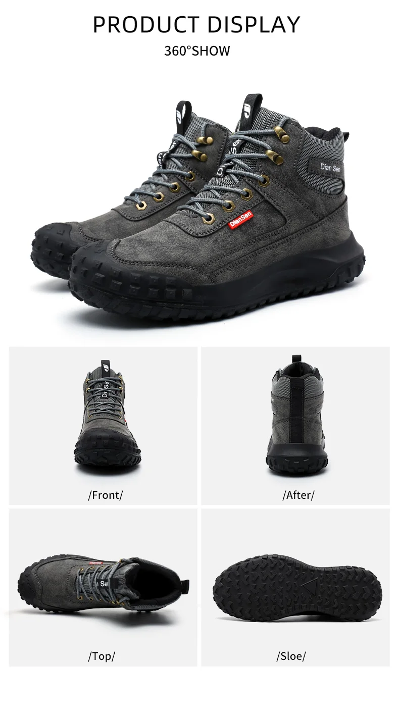 Dian Sen Men's Steel-Toed Safety Shoes With Anti-smash , Anti-Puncture And Anti-Slip Soles, Fashionable Industrial Work Shoes