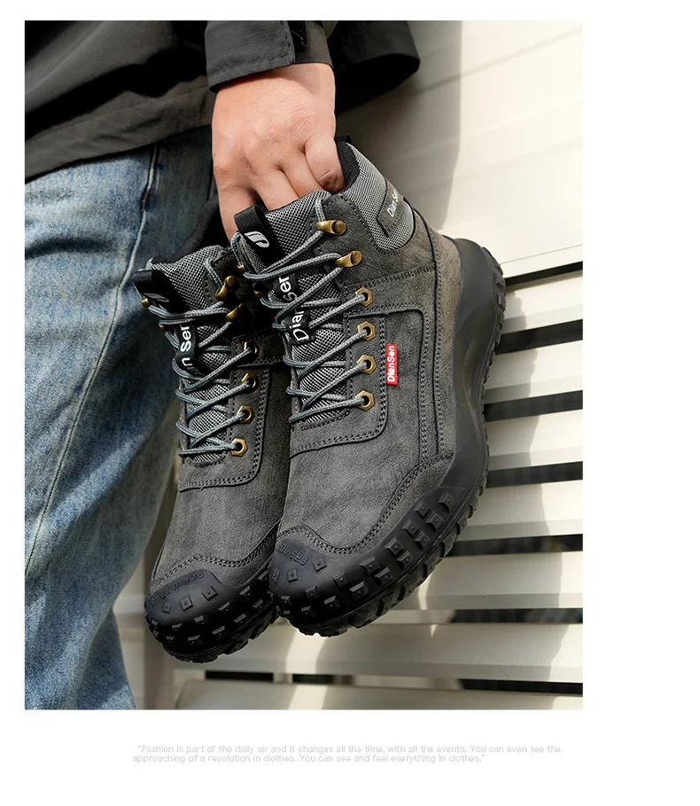 Dian Sen Men's Steel-Toed Safety Shoes With Anti-smash , Anti-Puncture And Anti-Slip Soles, Fashionable Industrial Work Shoes