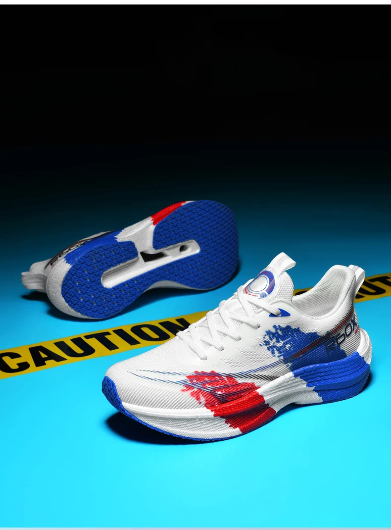 Popcorn Sneakers, Ultra-Light Carbon Plate Breathable Running Shoes, Racing Student Shock-Absorbing Soft-Soled Men's New Running Shoes, Large Size Shoes
