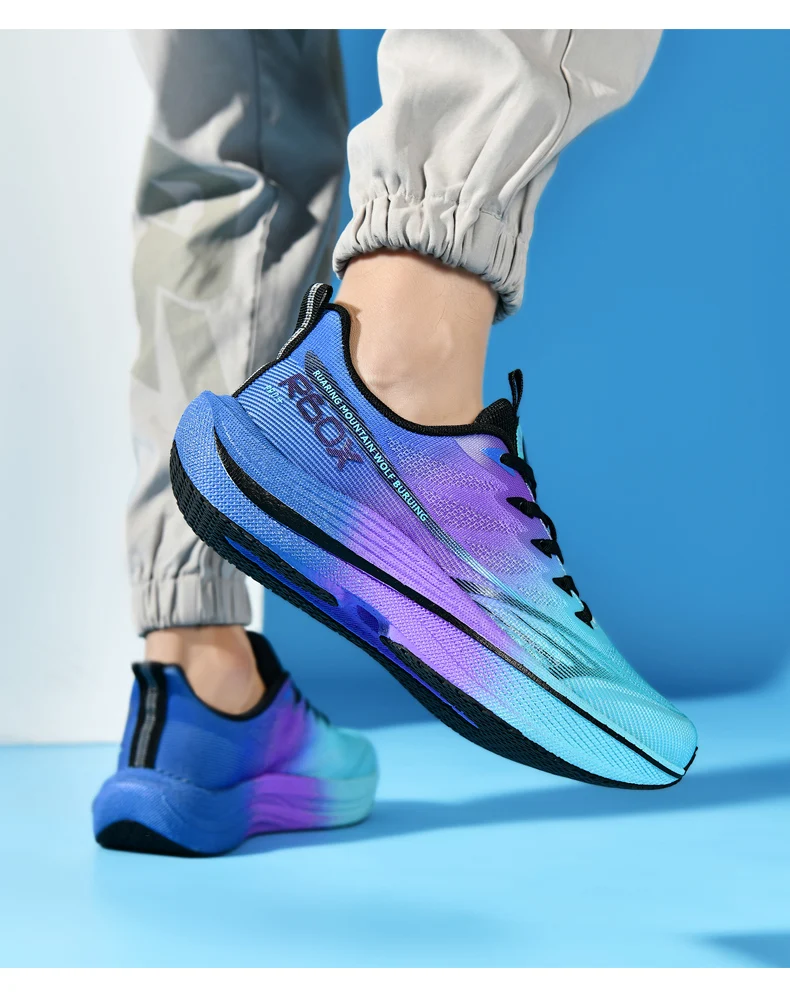 Popcorn Sneakers, Ultra-Light Carbon Plate Breathable Running Shoes, Racing Student Shock-Absorbing Soft-Soled Men's New Running Shoes, Large Size Shoes