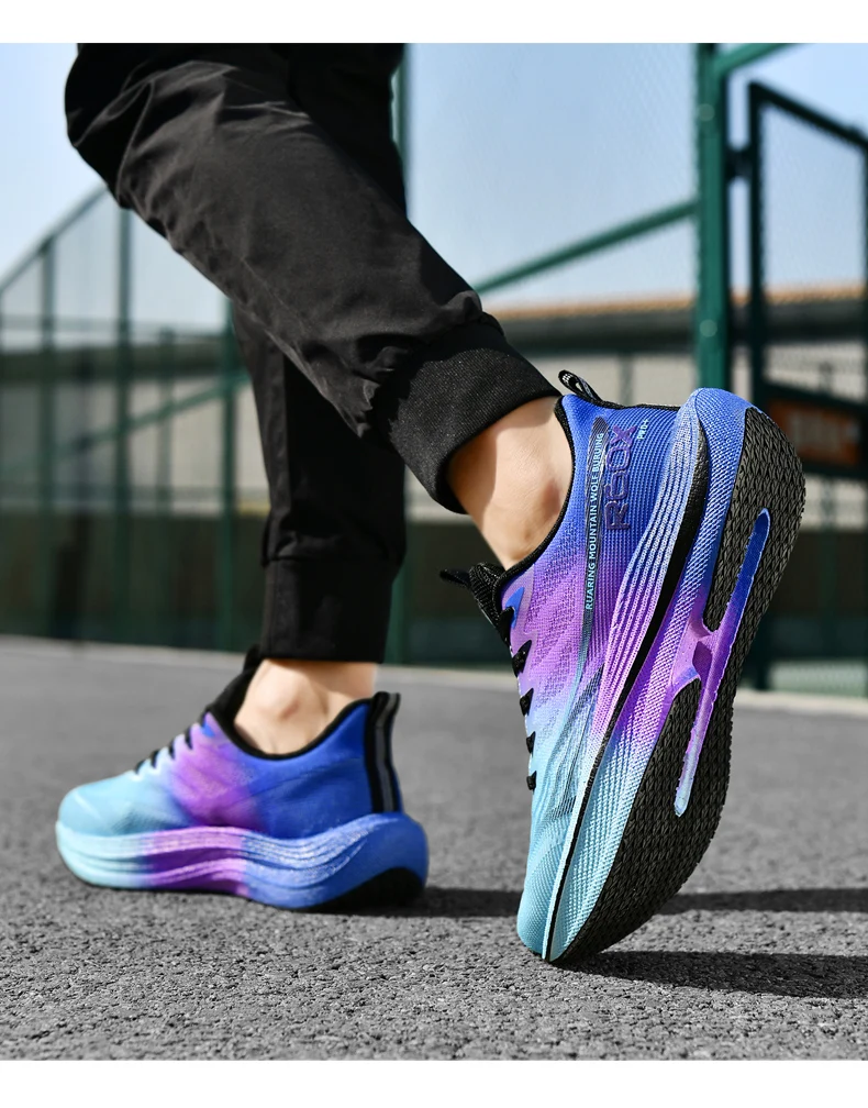 Popcorn Sneakers, Ultra-Light Carbon Plate Breathable Running Shoes, Racing Student Shock-Absorbing Soft-Soled Men's New Running Shoes, Large Size Shoes