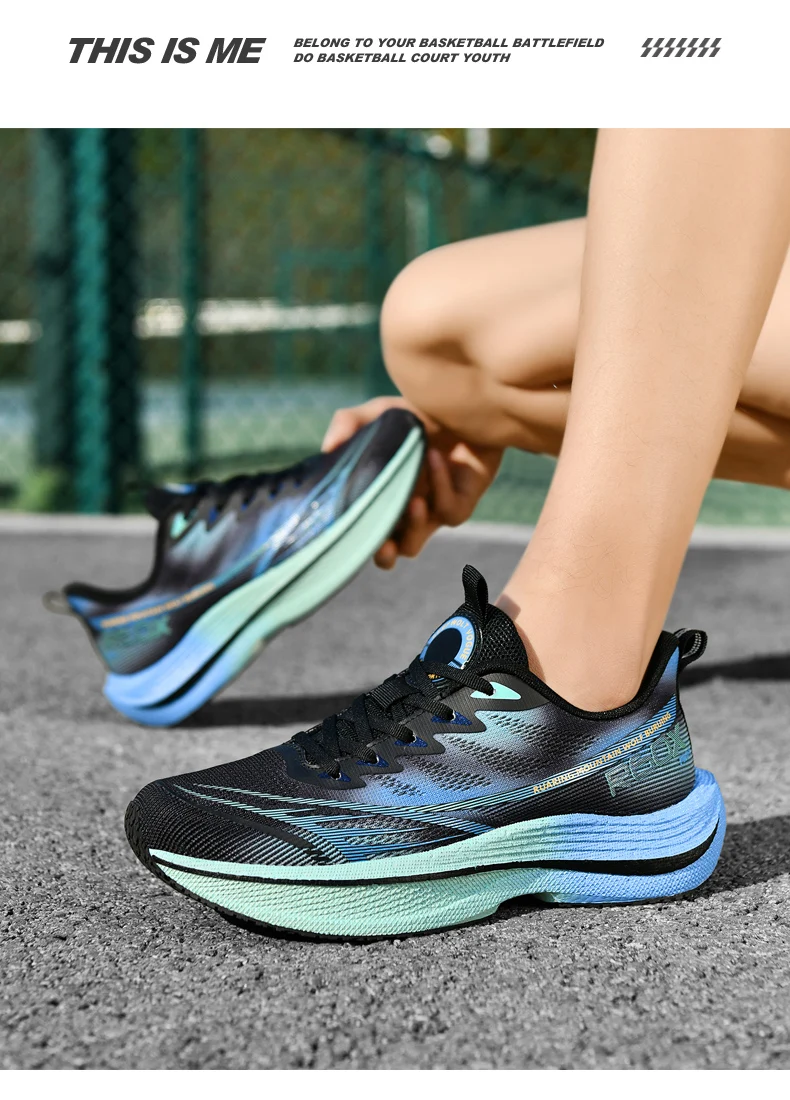 Popcorn Sneakers, Ultra-Light Carbon Plate Breathable Running Shoes, Racing Student Shock-Absorbing Soft-Soled Men's New Running Shoes, Large Size Shoes