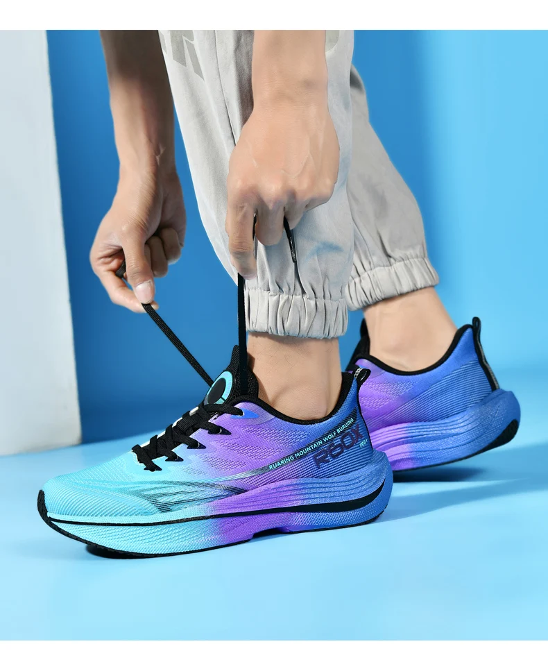 Popcorn Sneakers, Ultra-Light Carbon Plate Breathable Running Shoes, Racing Student Shock-Absorbing Soft-Soled Men's New Running Shoes, Large Size Shoes